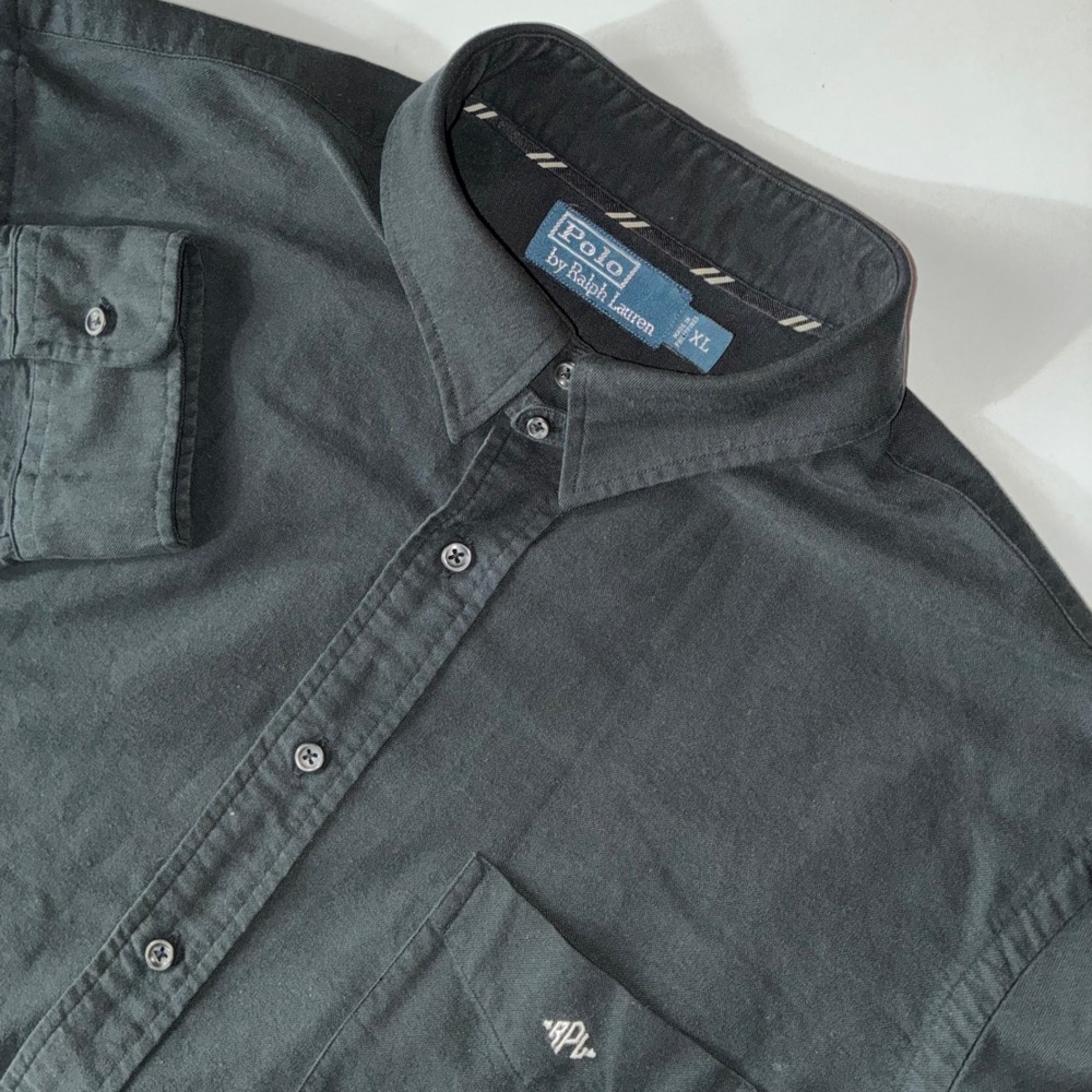 Polo Ralph Lauren RPL Men's XL Black Long Sleeve Button Down Shirt Pocket